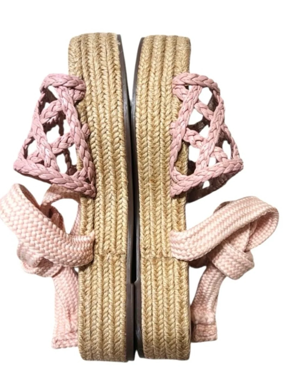New!!!SCHUTZ Pale Pink Braided Bow Espadrille Slide